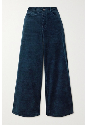 PAIGE - Harper Cropped Cotton-blend Corduroy Wide-leg Pants - Blue - 23,24,25,26,27,28,29,30,31,32