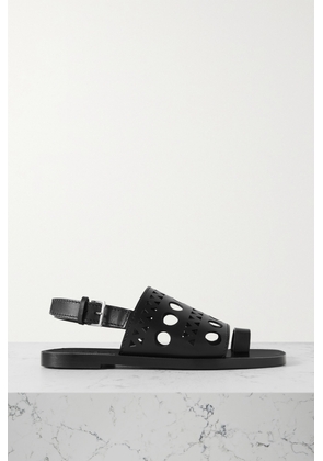 ALAÏA Black Vienne Leather Slides