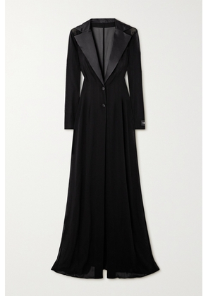 Dolce & Gabbana - Satin-trimmed Silk-blend Chiffon Coat - Black - IT38,IT42,IT46