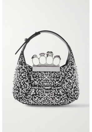 Alexander McQueen - Studded Crystal-embellished Leather Shoulder Bag - Silver - One size