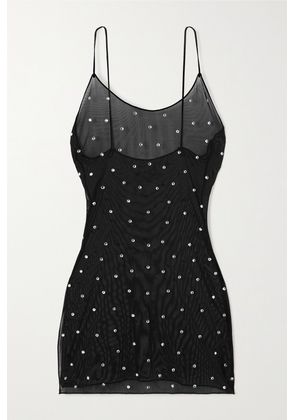 Oséree - Gem Crystal-embellished Tulle Mini Dress - Black - small,medium,large,x large
