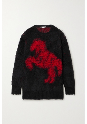 Stella McCartney - + Net Sustain Oversized Jacquard-knit Alpaca-blend Sweater - Black - xx small,x small,small,medium,large,x large