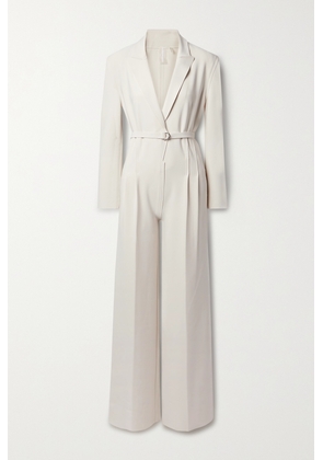 Norma Kamali - Belted Pleated Stretch-jersey Jumpsuit - Off-white - xx small,x small,small,medium,large,x large