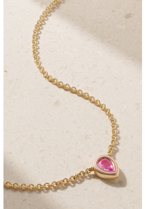 Alison Lou - Madison 14-karat Gold, Enamel And Laboratory-grown Sapphire Necklace - Pink - One size