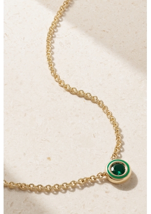 Alison Lou - Madison 14-karat Gold, Emerald And Enamel Necklace - Green - One size