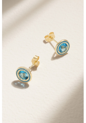 Alison Lou - Madison 14-karat Gold, Laboratory-grown Topaz And Enamel Earrings - Blue - One size