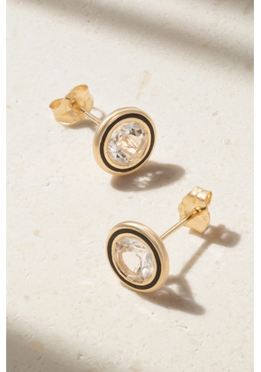 Alison Lou - Madison 14-karat Gold, Laboratory-grown Topaz And Enamel Earrings - White - One size