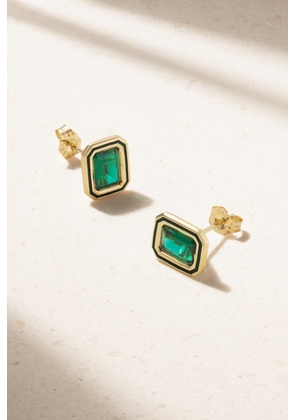 Alison Lou - Madison 14-karat Gold, Laboratory-grown Emerald And Enamel Earrings - Green - One size
