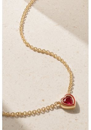 Alison Lou - Madison 14-karat Gold, Ruby And Enamel Necklace - Red - One size