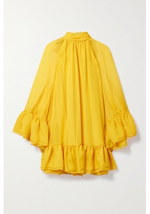 Alice + Olivia - Erna Ruffled Chiffon Mini Dress - Yellow - x small,small,medium,large,x large