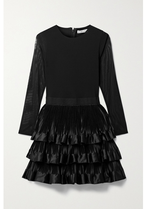 Alice + Olivia - Chara Layered Tulle And Ruffled Satin Mini Dress - Black - US0,US2,US4,US6,US8,US10,US12
