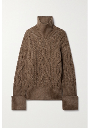Citizens of Humanity - Zola Aran Cable-knit Wool-blend Turtleneck Sweater - Brown - XS/S,M/L