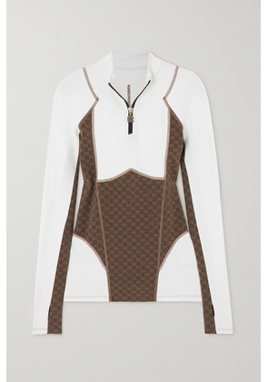 Balmain - Printed Paneled Stretch Cotton-jersey Base Layer - Ivory - x small,small,medium,large,x large