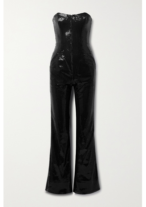 Rivet Utility - + Net Sustain Showstopper Strapless Sequined Tulle Jumpsuit - Black - x small,small,medium,large,x large