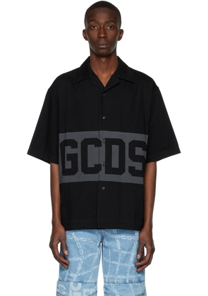 GCDS Black Denim Band Logo Bowling Shirt