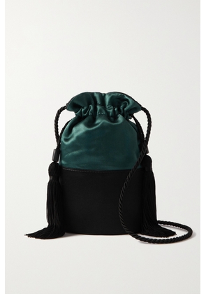 Hunting Season - Lola Two-tone Satin Bucket Bag - Green - One size