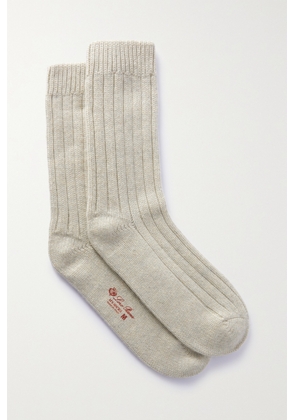 Loro Piana - Bobby Ribbed-knit Cashmere Socks - Off-white - S,M,L