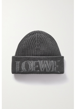 Loewe - Embroidered Wool Beanie - Gray - One size