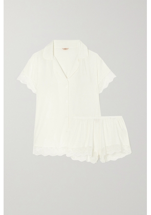 Eberjey - Malou Lace-trimmed Stretch-tencel Modal Jersey Pajama Set - White - x small,small,medium,large,x large