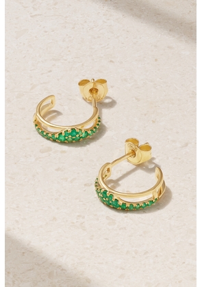 Almasika - Berceau 18-karat Gold Emerald Hoop Earrings - One size