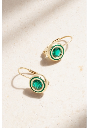 Alison Lou - Cocktail 14-karat Gold, Labroatory-grown Emerald And Enamel Earrings - Green - One size