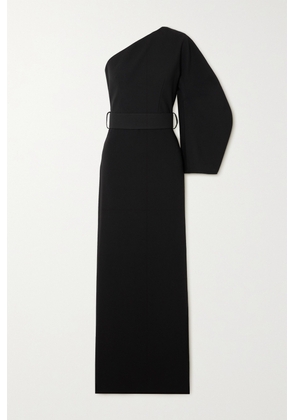 Solace London - Zaya One-shoulder Belted Crepe Maxi Dress - Black - UK 4,UK 6,UK 8,UK 10,UK 12,UK 14,UK 16