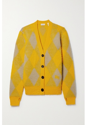 Burberry - Argyle Jacquard-knit Wool Cardigan - Yellow - xx small,x small,small,medium,large,x large