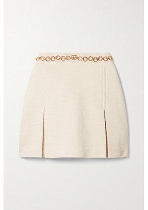 Gucci - Chain-embellished Pleated Bouclé Mini Skirt - White - IT38,IT40,IT42,IT44,IT46,IT48,IT50