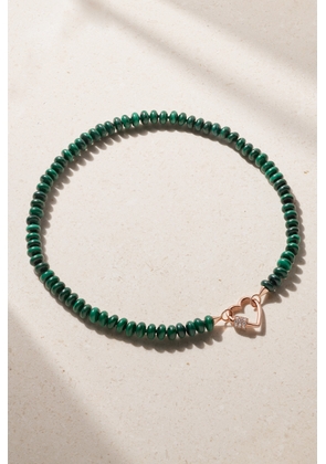 Marla Aaron - 14-karat Rose Gold, Malachite And Diamond Necklace - One size