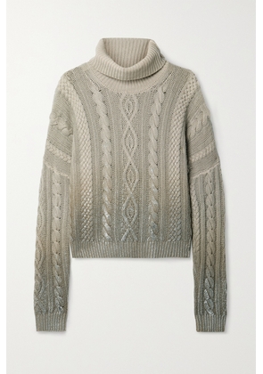 Ralph Lauren Collection - Metallic Cable-knit Cashmere Turtleneck Sweater - Brown - x small,small,medium,large,x large