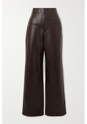 Loewe - High-rise Leather Pants - Brown - FR34,FR36,FR38,FR40,FR42