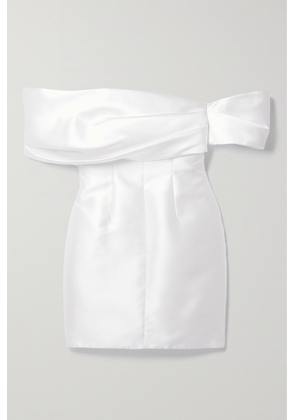 Solace London - Edda Off-the-shoulder Faille Mini Dress - Off-white - UK 4,UK 6,UK 8,UK 10,UK 12,UK 14,UK 16