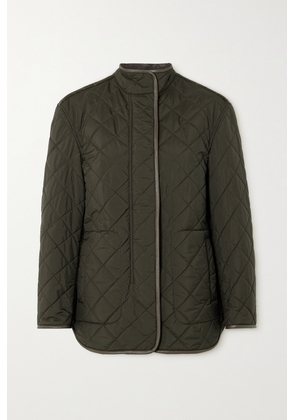 Purdey - Estate Leather-trimmed Quilted Padded Shell And Wool Jacket - Green - UK 6,UK 8,UK 10,UK 12,UK 14