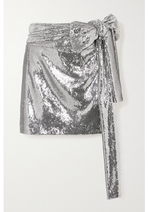 BERNADETTE - Bernard Asymmetric Sequined Taffeta Mini Skirt - Silver - FR34,FR36,FR38,FR40,FR42