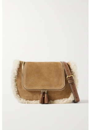 Anya Hindmarch - Vere Small Leather And Shearling-trimmed Suede Shoulder Bag - Brown - One size
