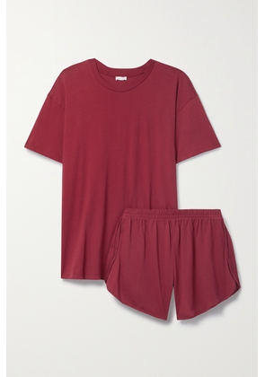 Skin - + Net Sustain Courtney Organic Pima Cotton-jersey Pajama Set - Burgundy - 0,1,2,3,4,5