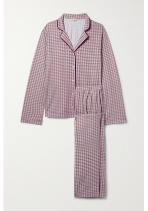 Skin - + Net Sustain Cayla Houndstooth Organic Pima Cotton-jersey Pajama Set - Pink - 0,1,2,3,4,5