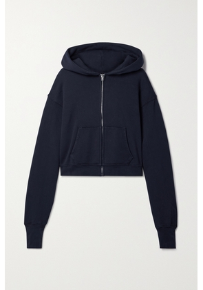 Les Tien - Zendaya Cropped Cotton-jersey Zip-up Hoodie - Blue - x small,small,medium,large,x large
