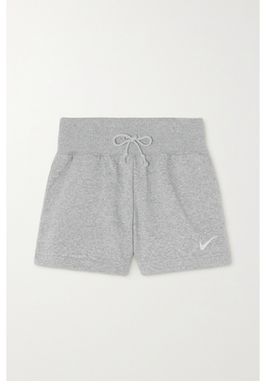 Nike - Phoenix Embroidered Cotton-blend Jersey Shorts - Gray - x small,small,medium,large,x large,xx large
