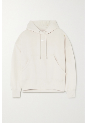 Nike - Pheonix Oversized Cropped Embroidered Cotton-blend Jersey Hoodie - Cream - x small,small,medium,large,x large,xx large