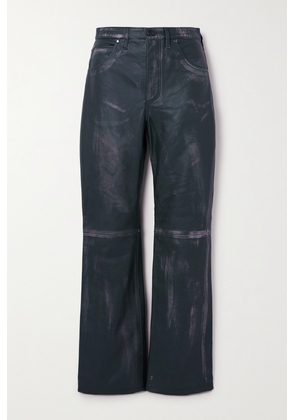 Dodo Bar Or - Tati Distressed Paneled Leather Straight-leg Pants - Blue - IT38,IT40,IT42,IT44,IT46
