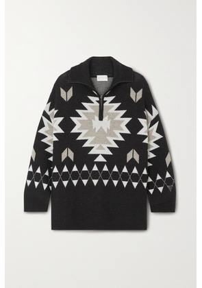 We Norwegians - Haldi Merino Wool Intarsia Sweater - Black - x small,small,medium,large