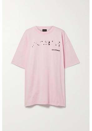 Balenciaga - Oversized Printed Stretch-cotton Jersey T-shirt - Pink - XS,S,M,L