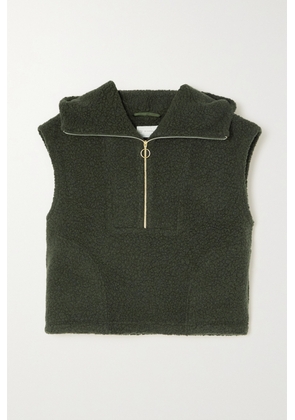 We Norwegians - 1963 Alta Cropped Hooded Merino Wool-blend Vest - Green - x small,small,medium,large