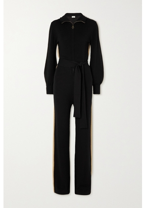 We Norwegians - Gelio Belted Merino Wool And Lurex Jumpsuit - Black - x small,small,medium,large