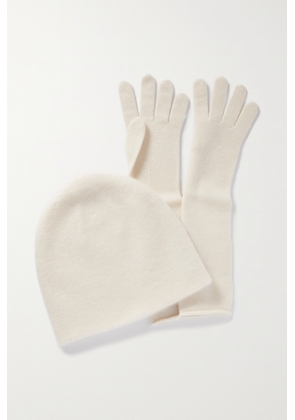 Arch4 - Clara And Snowberry Cashmere Beanie And Gloves Set - Ivory - S,M