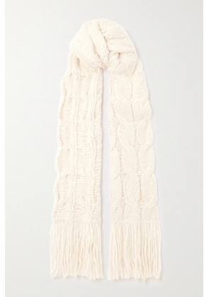 Gabriela Hearst - Serena Fringed Cable-knit Cashmere Scarf - Ivory - One size