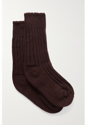 The Elder Statesman - Yosemite Ribbed Cashmere Socks - Brown - One size