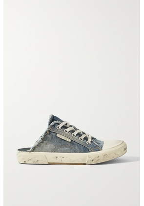 Balenciaga - Paris Distressed Denim Slip-on Sneakers - Blue - IT35,IT36,IT37,IT38,IT39,IT40