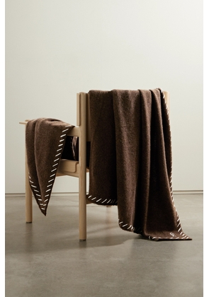 The Elder Statesman - Embroidered Cashmere Blanket - Brown - One size